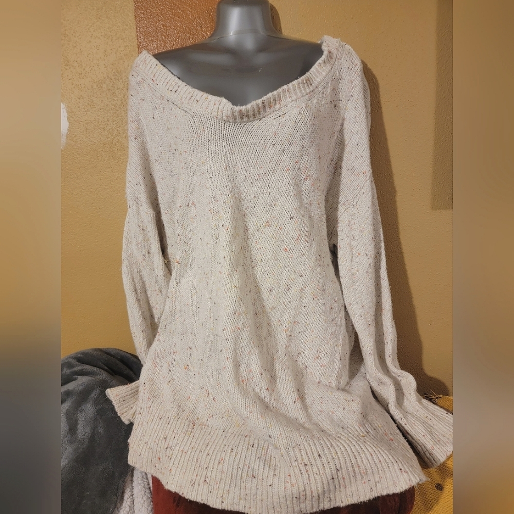 Old Navy | Tunic Length Confetti Sweater | Color: White/Cream | Size: L